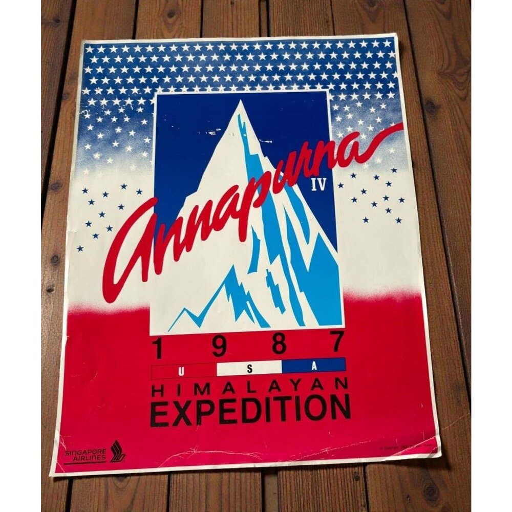 Annapurna IV Himalayan Expedition Poster Mountaineering 1987 Singapore Airlines